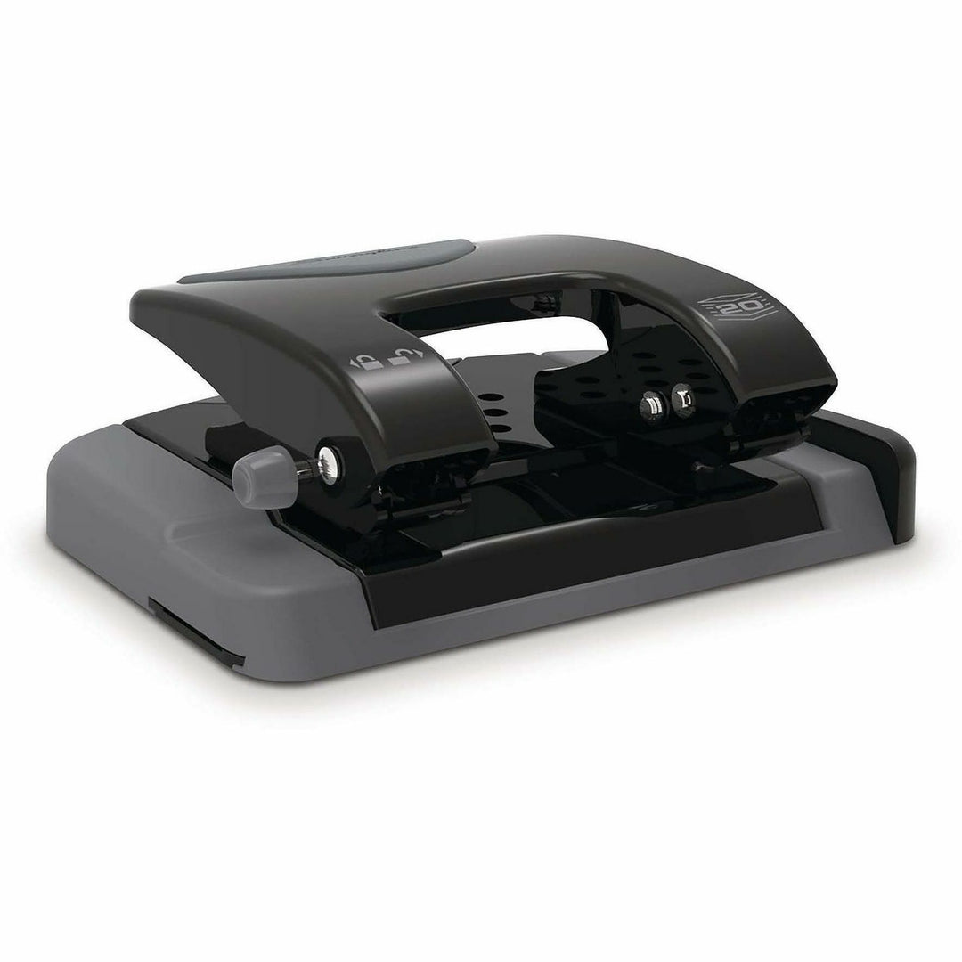 Image of Swingline® 20-Sheet Smarttouch Two-Hole Punch, 9/32" Holes, Black/gray