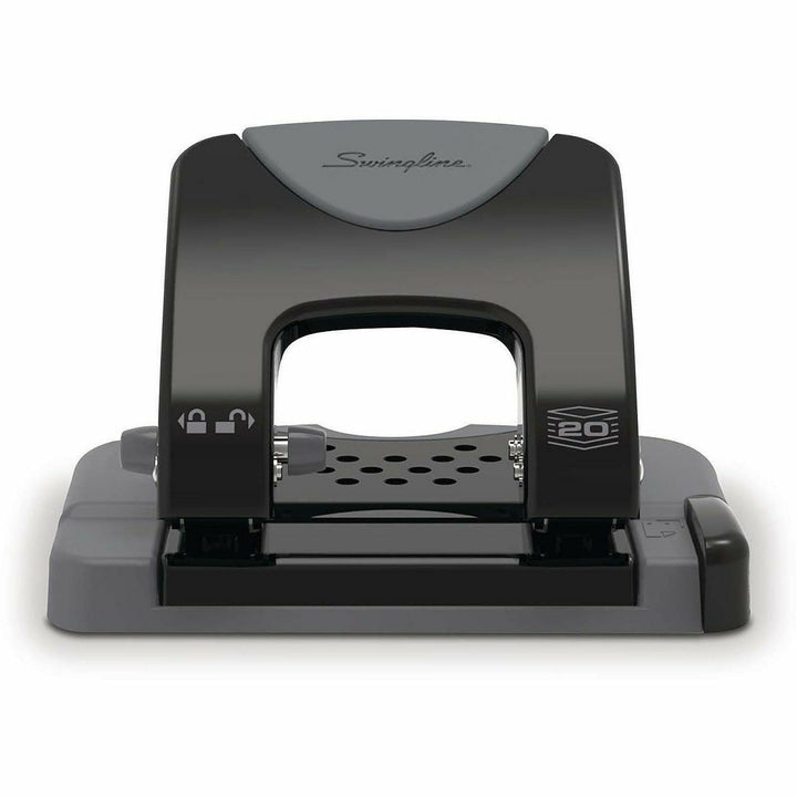 Image of Swingline® 20-Sheet Smarttouch Two-Hole Punch, 9/32" Holes, Black/gray