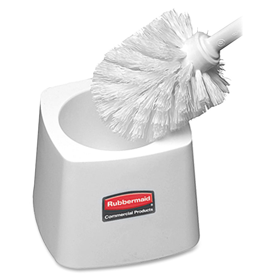 Image of Rubbermaid Commercial 631100 Toilet Bowl Brush Holder, Vertical, Polypropylene, White, 1 Each