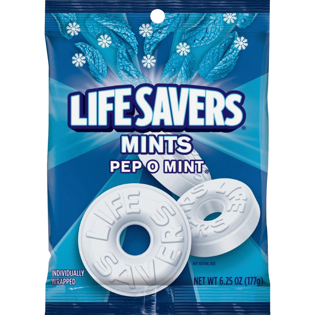 Image of Wrigley 08503 Life Savers Peppermint Hard Candies, Peppermint, Individually Wrapped, 6.25 oz, 1 Bag