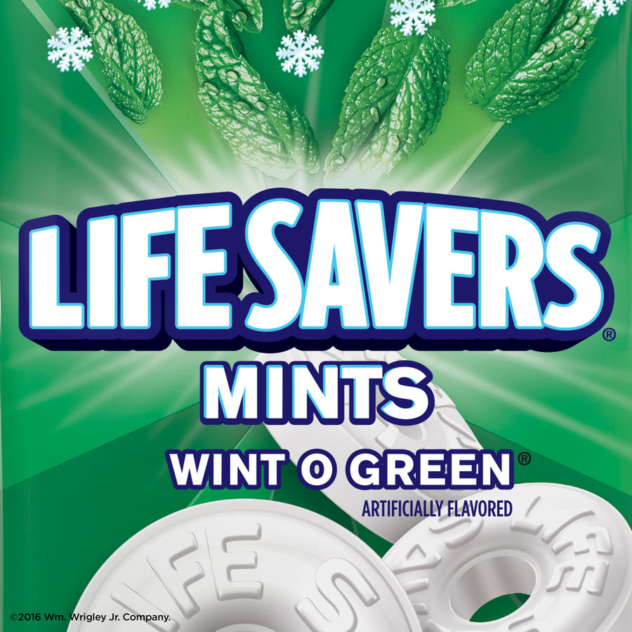 Image of Wrigley 08504 Life Savers Mints Wint O Green Hard Candies, Wintergreen, Individually Wrapped, 6.25 oz, 1 Bag
