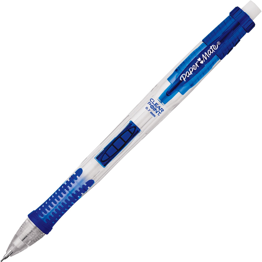 Image of Paper Mate Clearpoint 56043 Clear Point Mechanical Pencils, 0.7 mm Lead, Refillable, Blue Barrel, 12 / Box