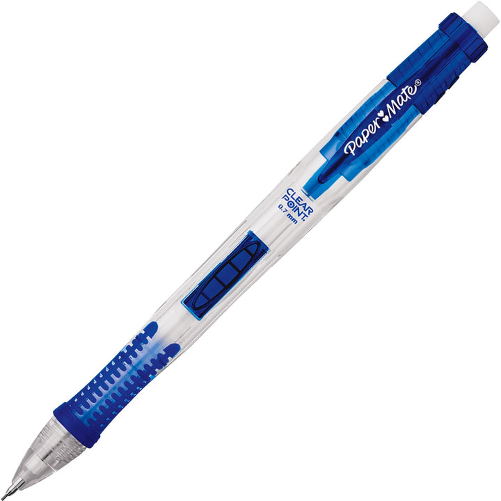 Image of Paper Mate Clearpoint 56043 Clear Point Mechanical Pencils, 0.7 mm Lead, Refillable, Blue Barrel, 12 / Box