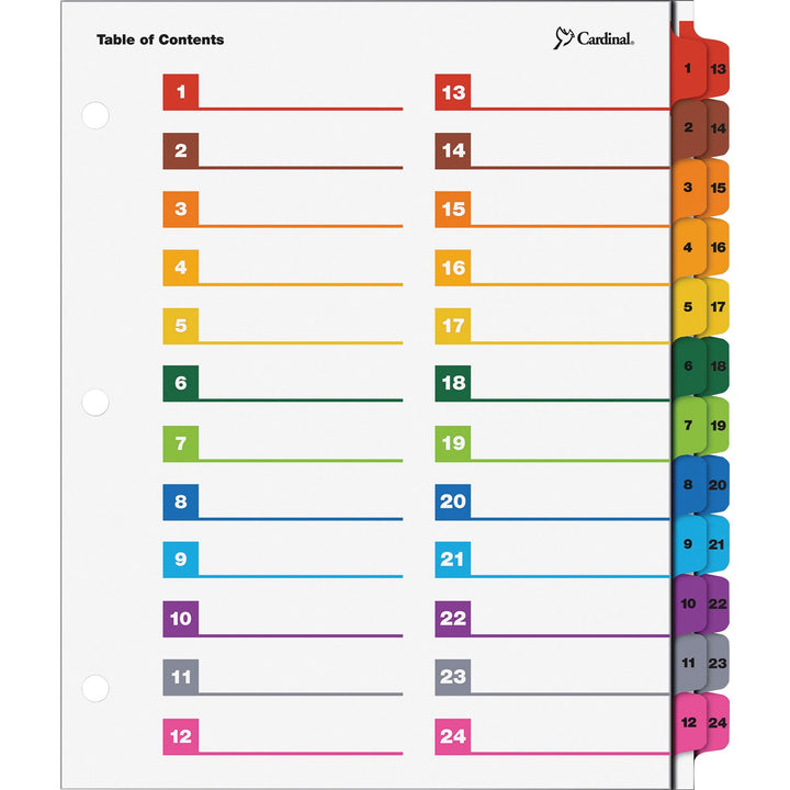Image of Cardinal® Onestep Printable Table Of Contents And Dividers - Double Column, 24-Tab, 1 To 24, 11 X 8.5, White, 1 Set