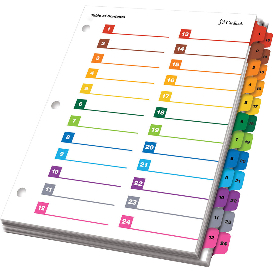 Image of Cardinal® Onestep Printable Table Of Contents And Dividers - Double Column, 24-Tab, 1 To 24, 11 X 8.5, White, 1 Set