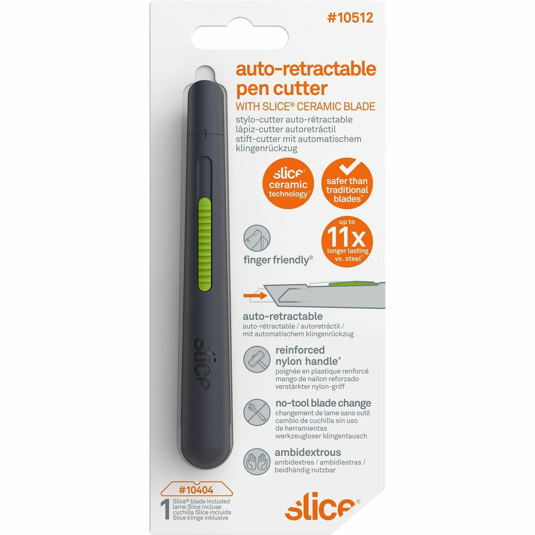 Image of slice® Pen Cutter w/Retract Blade, 5/8"x5/8"x5-1/8", Gray