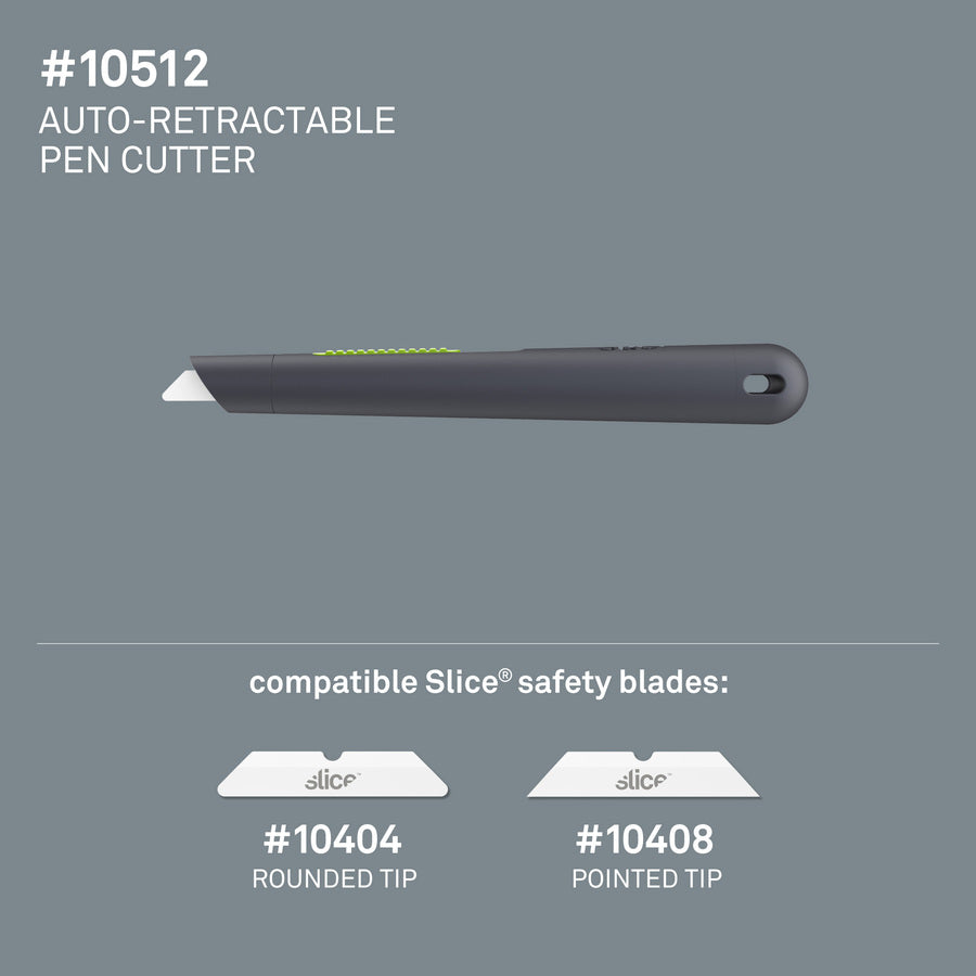 Image of slice® Pen Cutter w/Retract Blade, 5/8"x5/8"x5-1/8", Gray