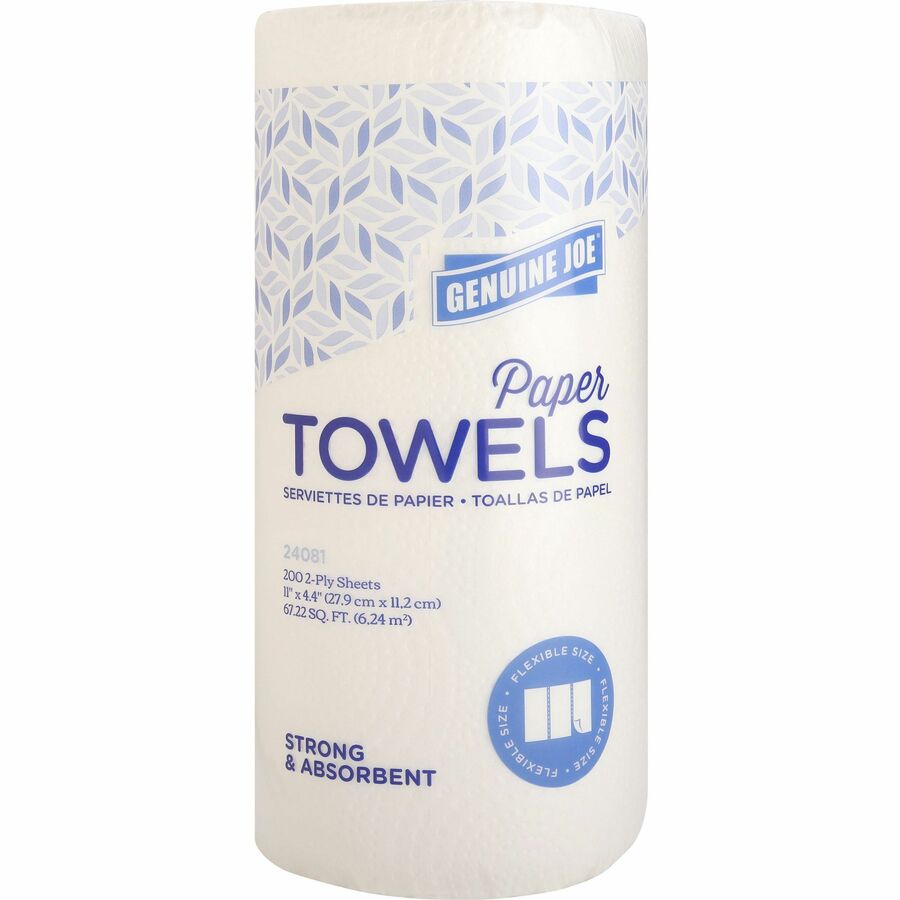 Image of Genuine Joe Towel Roll,Paper,2-Ply,200 Shts/Roll,11"x4.4", 24RL/CT,WE