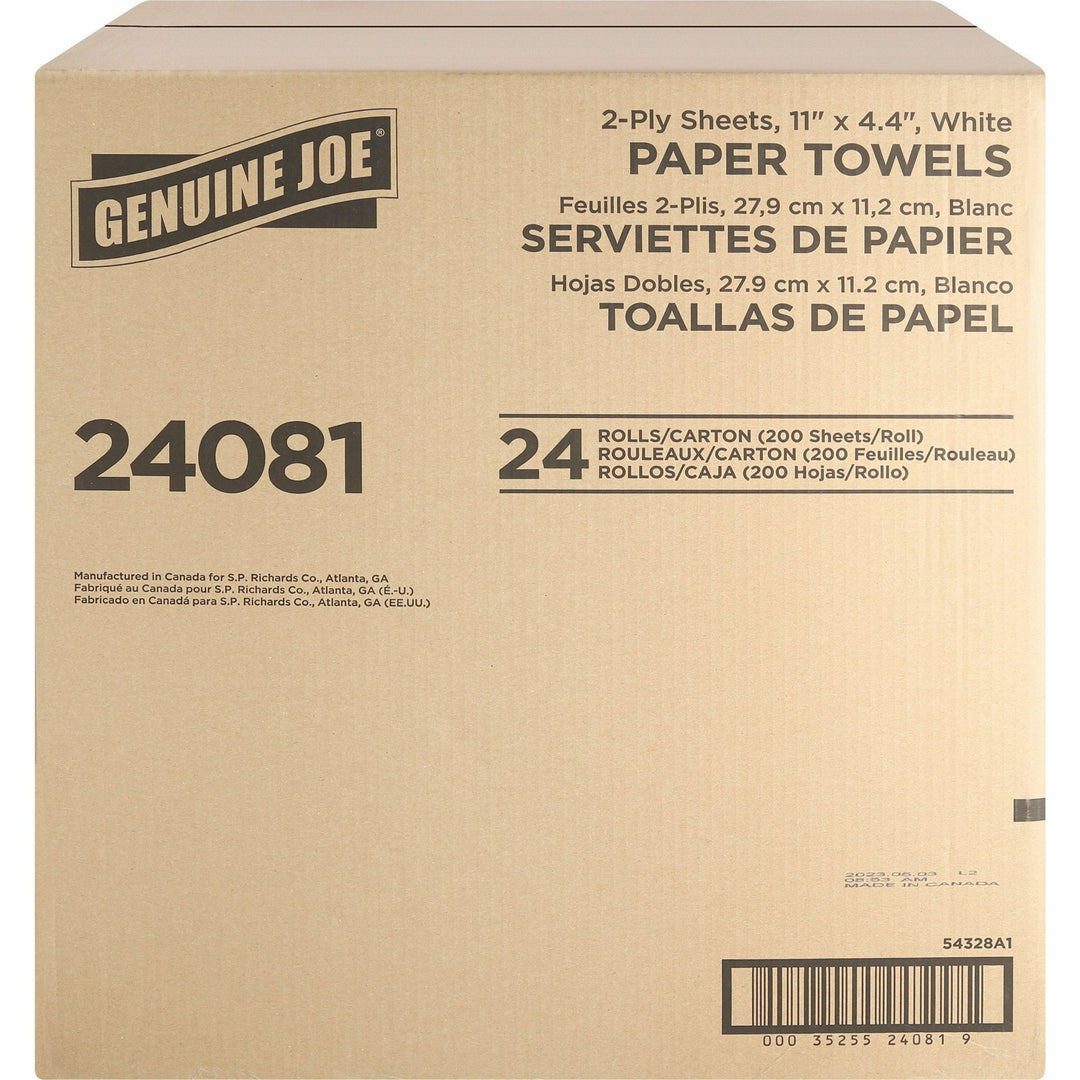 Image of Genuine Joe Towel Roll,Paper,2-Ply,200 Shts/Roll,11"x4.4", 24RL/CT,WE