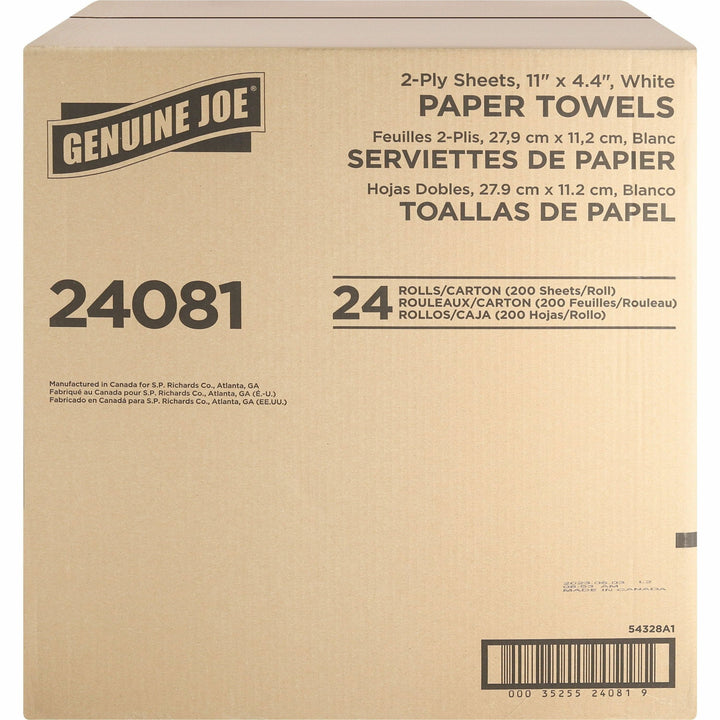 Image of Genuine Joe Towel Roll,Paper,2-Ply,200 Shts/Roll,11"x4.4", 24RL/CT,WE