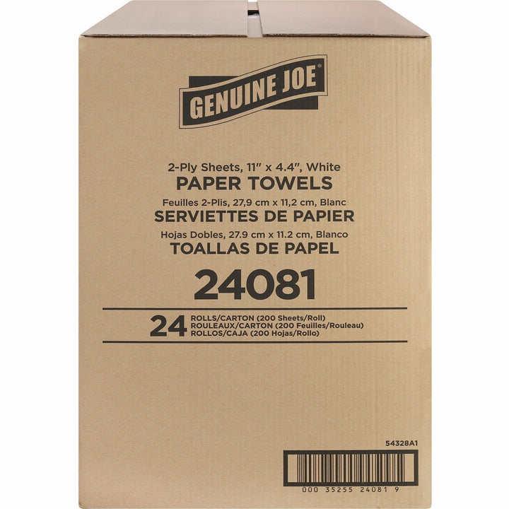 Image of Genuine Joe Towel Roll,Paper,2-Ply,200 Shts/Roll,11"x4.4", 24RL/CT,WE