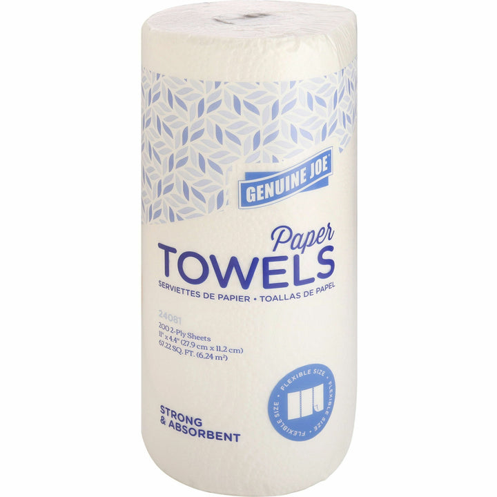 Image of Genuine Joe Towel Roll,Paper,2-Ply,200 Shts/Roll,11"x4.4", 24RL/CT,WE
