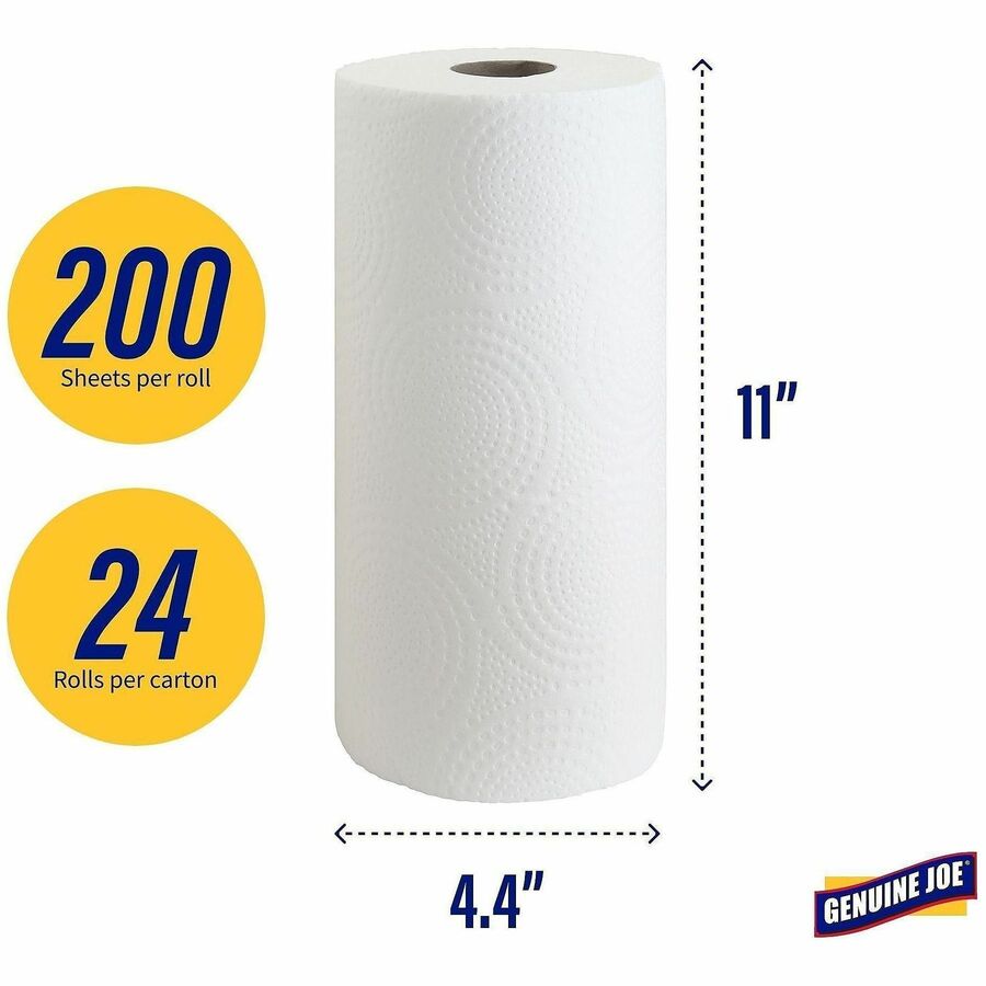 Image of Genuine Joe Towel Roll,Paper,2-Ply,200 Shts/Roll,11"x4.4", 24RL/CT,WE