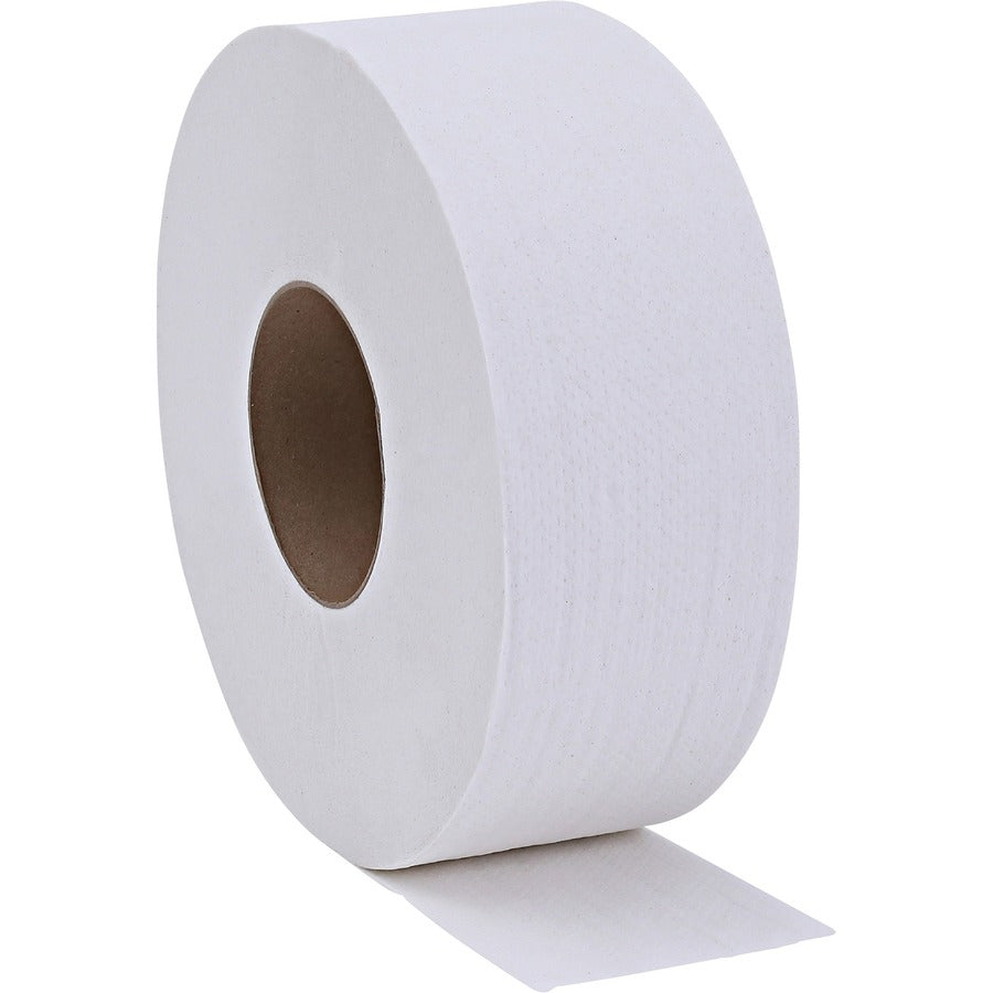 Image of Genuine Joe Bath Tissue Rolls, Jumbo, 2-Ply, 3-1/4"x650', 12RL/CT, WE