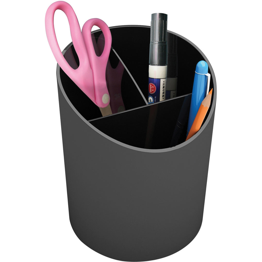Image of deflecto® Large Pencil Cup, 3 Compartments, Black