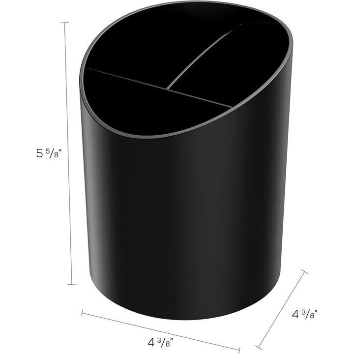 Image of deflecto® Large Pencil Cup, 3 Compartments, Black