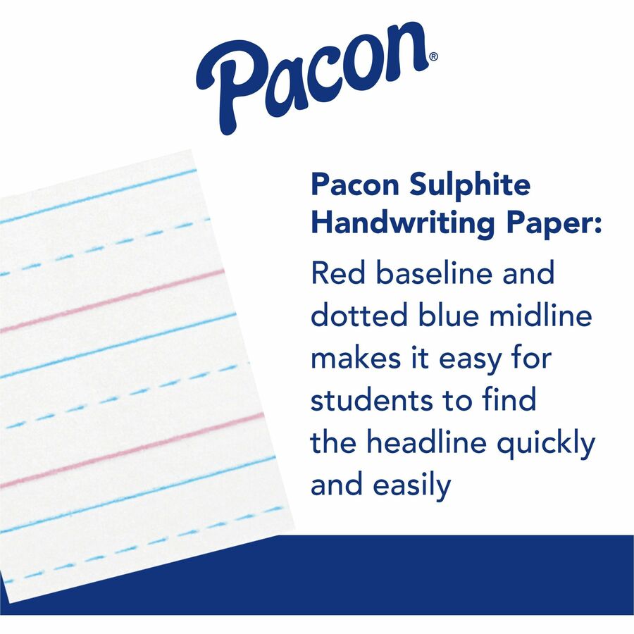 Image of Pacon® Sulphite Paper,Short Ruled,Grade-2,10-1/2"x8",500/RM,WE