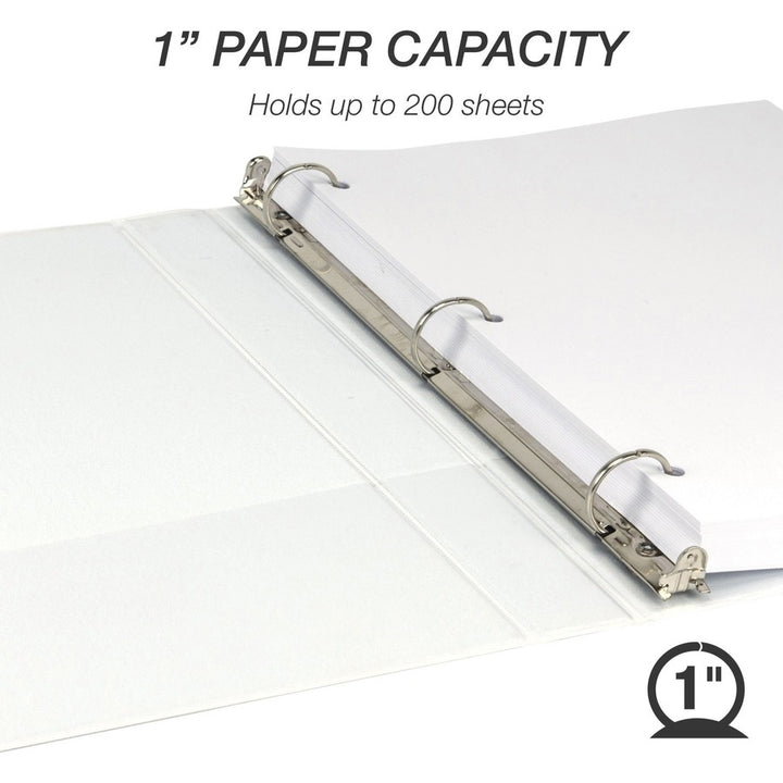 Image of Samsill® Economy Round Ring View Binders, 3 Rings, 1" Capacity, 11.5 x 8.5, White, 6/Carton