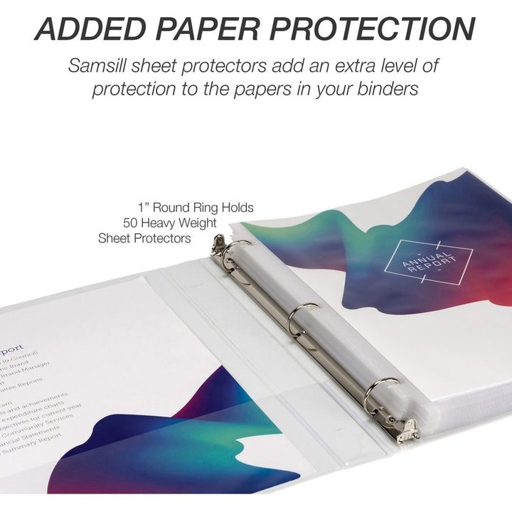 Image of Samsill® Economy Round Ring View Binders, 3 Rings, 1" Capacity, 11.5 x 8.5, White, 6/Carton