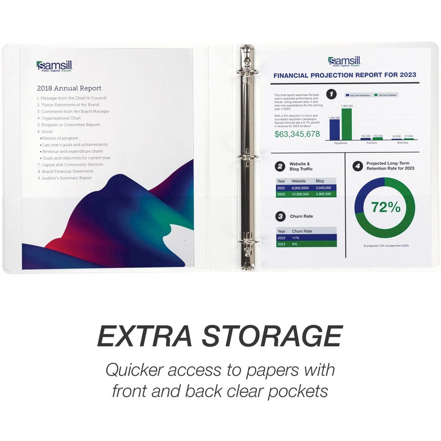 Image of Samsill® Economy Round Ring View Binders, 3 Rings, 1" Capacity, 11.5 x 8.5, White, 6/Carton