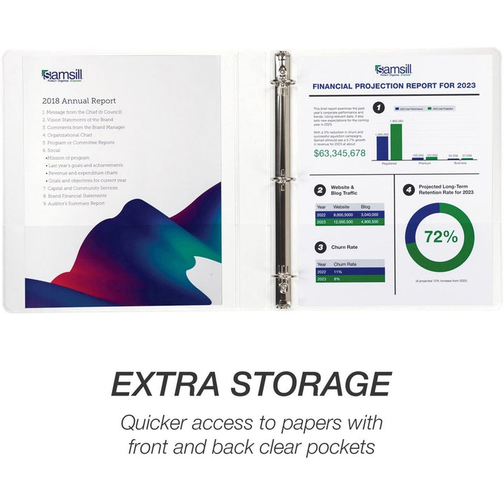 Image of Samsill® Economy Round Ring View Binders, 3 Rings, 1" Capacity, 11.5 x 8.5, White, 6/Carton