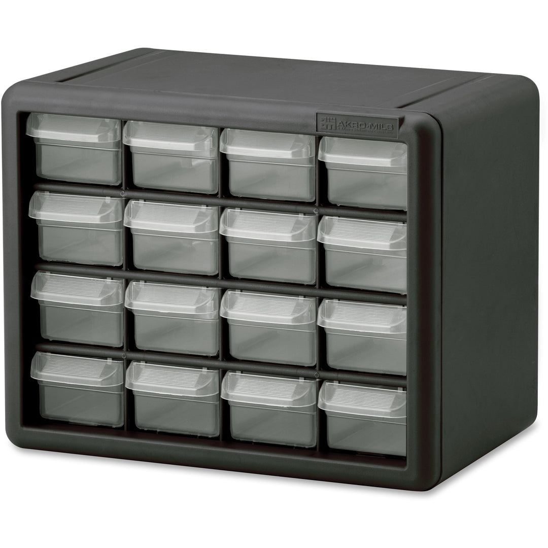 Image of Akro-Mils Storage Cabinet, Plastic, 16-Draw, 6-3/8"x10-1/2"x8-1/2", GY