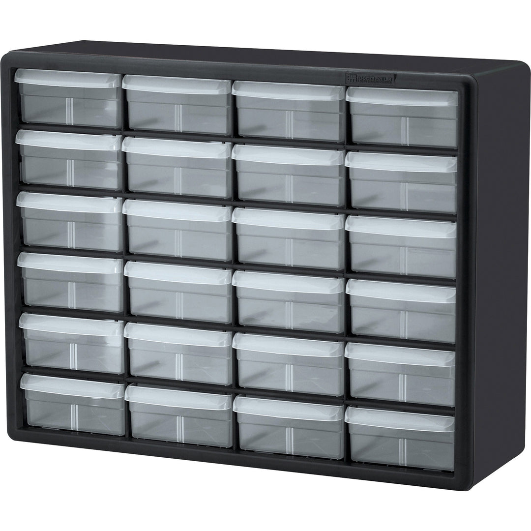 Image of Akro-Mils Storage Cabinet,Plastic,24-Drawer, 6-3/8"x20"x16", BK/CL
