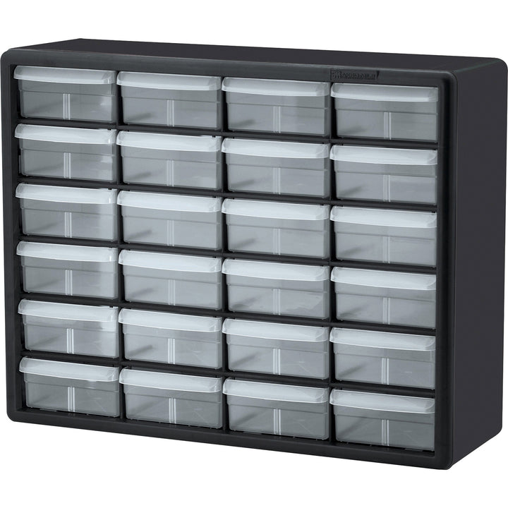 Image of Akro-Mils Storage Cabinet,Plastic,24-Drawer, 6-3/8"x20"x16", BK/CL