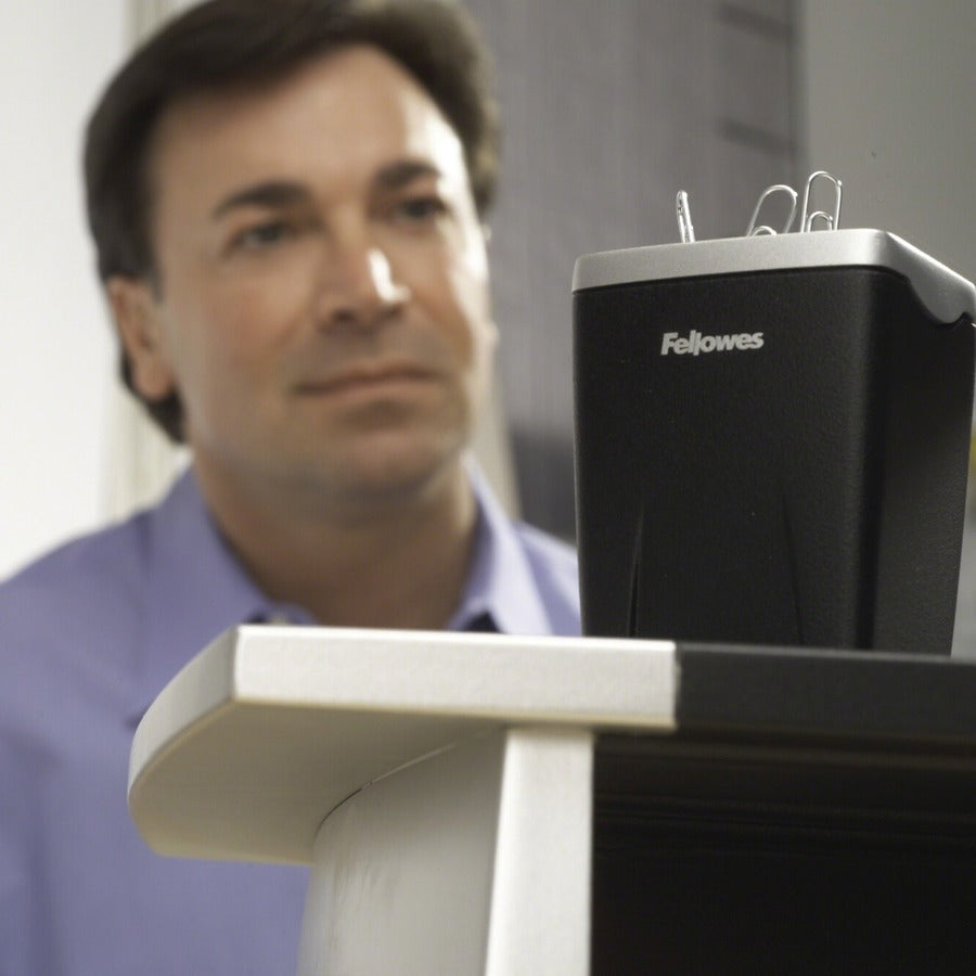 Image of Fellowes® Office Suites Paper Clip Cup, Plastic, 2.44 x 2.19 x 3.25, Black/Silver