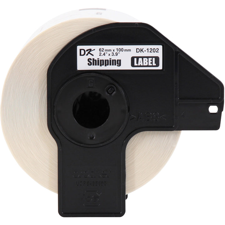 Image of Brother DK1202 DK Shipping Labels, 4" W x 2 2/5" Length, White, Paper, 300 / Roll, 1 Roll