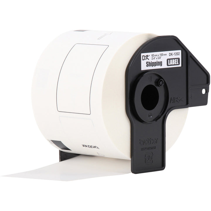 Image of Brother DK1202 DK Shipping Labels, 4" W x 2 2/5" Length, White, Paper, 300 / Roll, 1 Roll