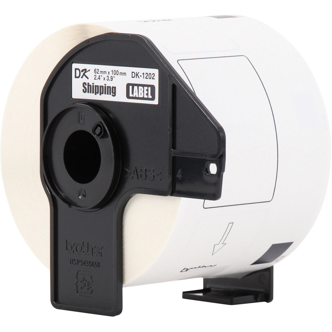 Image of Brother DK1202 DK Shipping Labels, 4" W x 2 2/5" Length, White, Paper, 300 / Roll, 1 Roll