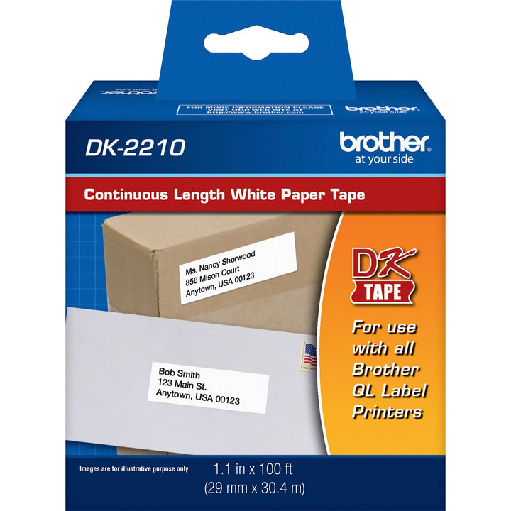 Image of Brother Continuous Tape Roll, Paper,Med.-Width,1-1/7"x100',White