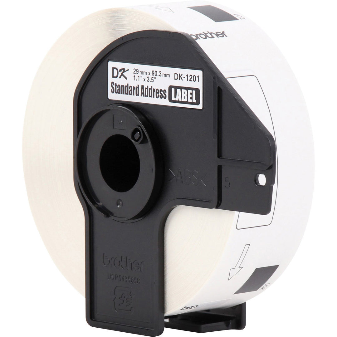 Image of Brother DK1201 Standard Address Paper Labels, 3 9/64" W x 1 9/64" Length, Direct Thermal, White, Paper, 400 / Roll, 1 Roll