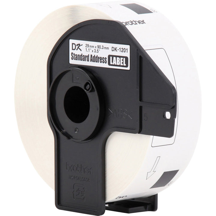 Image of Brother DK1201 Standard Address Paper Labels, 3 9/64" W x 1 9/64" Length, Direct Thermal, White, Paper, 400 / Roll, 1 Roll