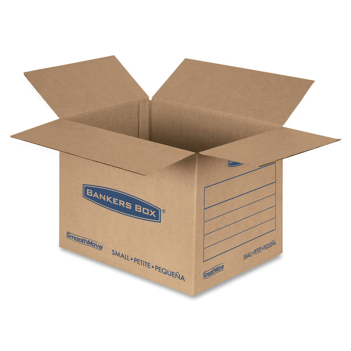Image of Bankers Box® SmoothMove Basic Moving Boxes, Regular Slotted Container (RSC), Small, 12" x 16" x 12", Brown/Blue, 25/Bundle