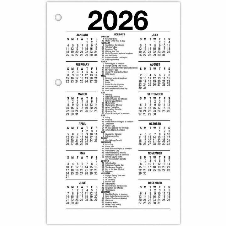 Image of AT-A-GLANCE® Desk Calendar Recycled Refill, 3.5 x 6, White Sheets, 12-Month (Jan to Dec): 2025
