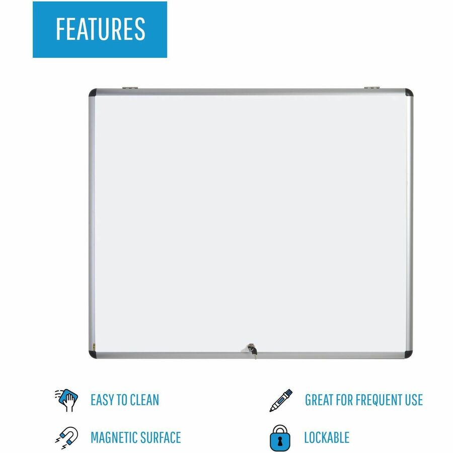 Image of Bi-silque Board,Magnetic/Dry-Erase,Enclosed,1-Door,47"x38",White