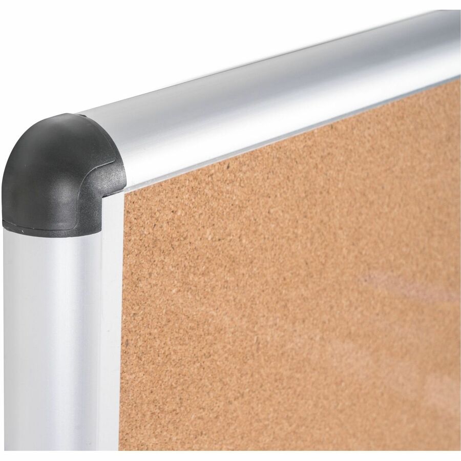 Image of MasterVision® Slim-Line Enclosed Cork Bulletin Board with One Door, 47" x 38", Tan Surface, Satin Aluminum Frame