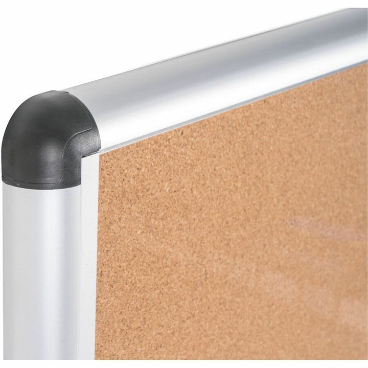 Image of MasterVision® Slim-Line Enclosed Cork Bulletin Board with One Door, 47" x 38", Tan Surface, Satin Aluminum Frame
