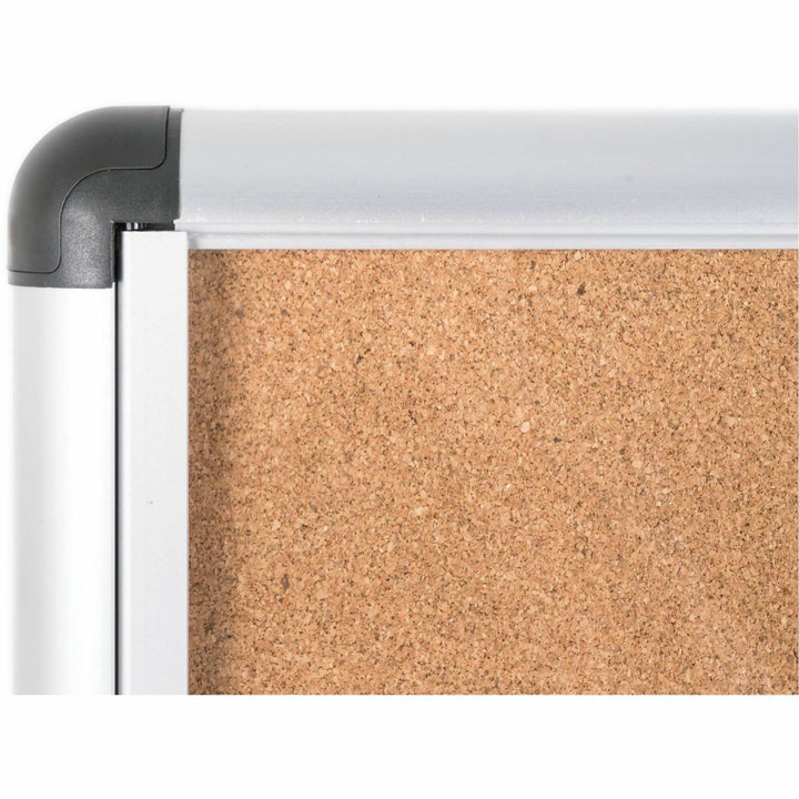 Image of MasterVision® Slim-Line Enclosed Cork Bulletin Board with One Door, 47" x 38", Tan Surface, Satin Aluminum Frame
