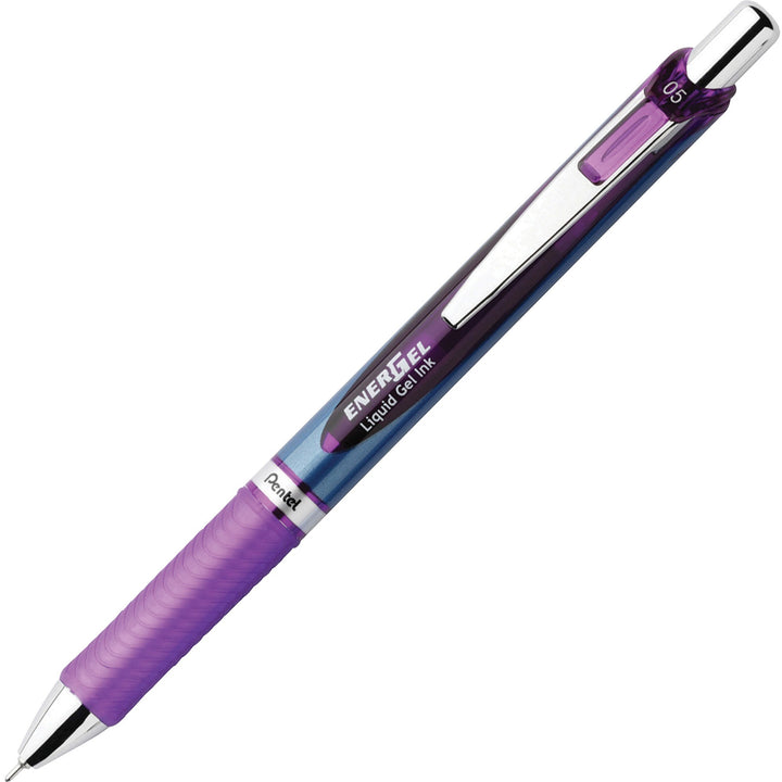 Image of Pentel® EnerGel RTX Gel Pen, Retractable, Fine 0.5 mm, Violet Ink, Violet/Blue Barrel
