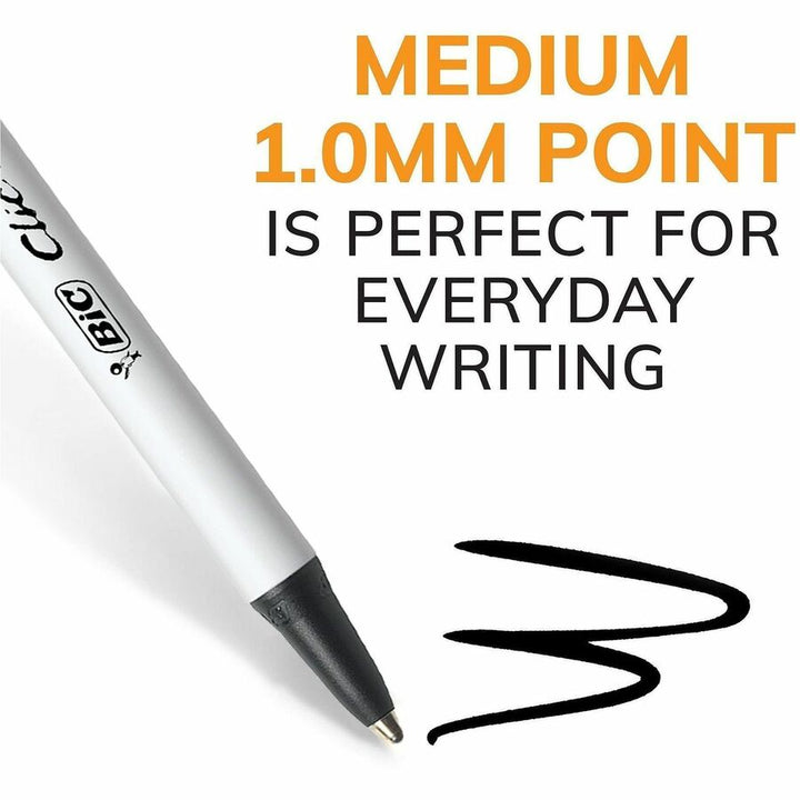 Image of BIC CSM241BLK Clic Stic Fashion Retractable Ball Point Pen, Black, 1 mm Pen Point, Retractable, Black Ink, 24 / Box