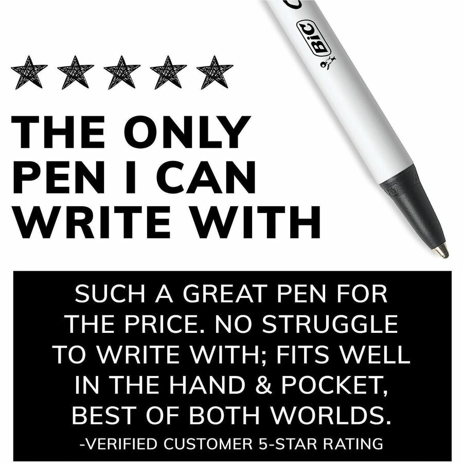 Image of BIC CSM241BLK Clic Stic Fashion Retractable Ball Point Pen, Black, 1 mm Pen Point, Retractable, Black Ink, 24 / Box