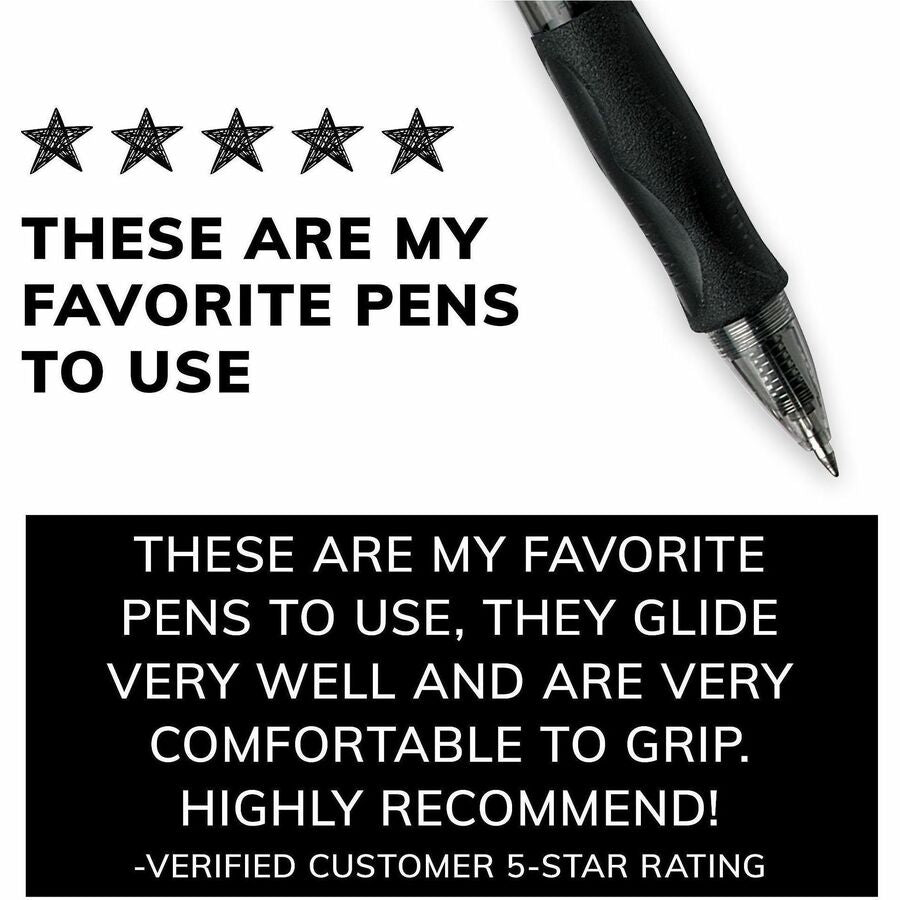 Image of BIC Gel-ocity RLC241BK Gel Retractable Pens, 0.7 mm Medium Pen Point, Retractable, Black Ink, Gel-based, Tinted, Clear Barrel, 24 / Box