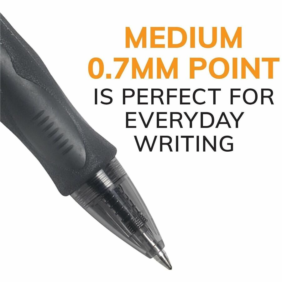 Image of BIC Gel-ocity RLC241BK Gel Retractable Pens, 0.7 mm Medium Pen Point, Retractable, Black Ink, Gel-based, Tinted, Clear Barrel, 24 / Box