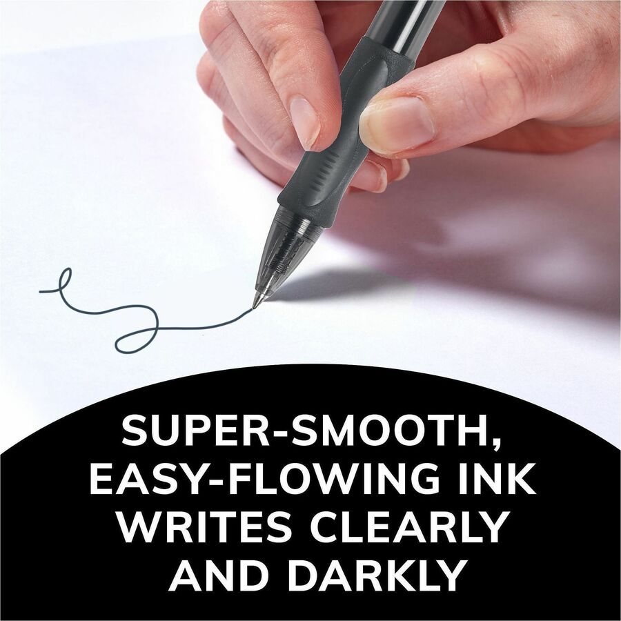 Image of BIC Gel-ocity RLC241BK Gel Retractable Pens, 0.7 mm Medium Pen Point, Retractable, Black Ink, Gel-based, Tinted, Clear Barrel, 24 / Box