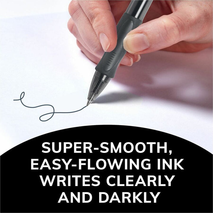 Image of BIC Gel-ocity RLC241BK Gel Retractable Pens, 0.7 mm Medium Pen Point, Retractable, Black Ink, Gel-based, Tinted, Clear Barrel, 24 / Box