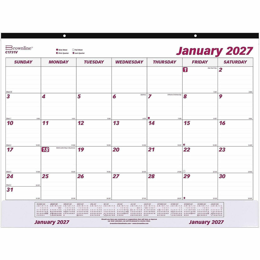 Image of Brownline C1731V Vinyl Strip Monthly Desk Pad