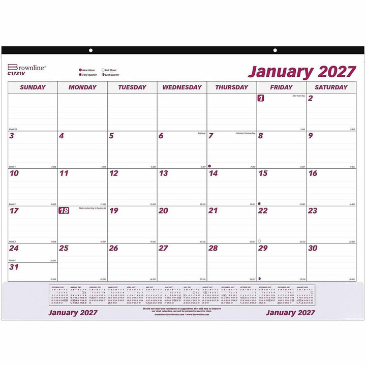 Image of Brownline C1731V Vinyl Strip Monthly Desk Pad